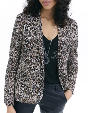 Brown arabesque print women's blazer