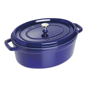 Cocotte 33 cm, Ovale, Bleu intense, Fonte