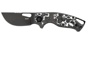 MKM Vincent VCV-CWD Black PVD VANAX, White Storm Carbon Fiber, Black Aluminum, couteau de poche, Jesper Voxnaes design