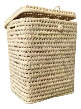 Panière à linge rectangle palmier - Beige clair