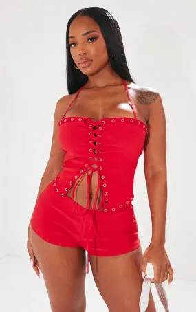 Shape Corset rouge à détail lacets